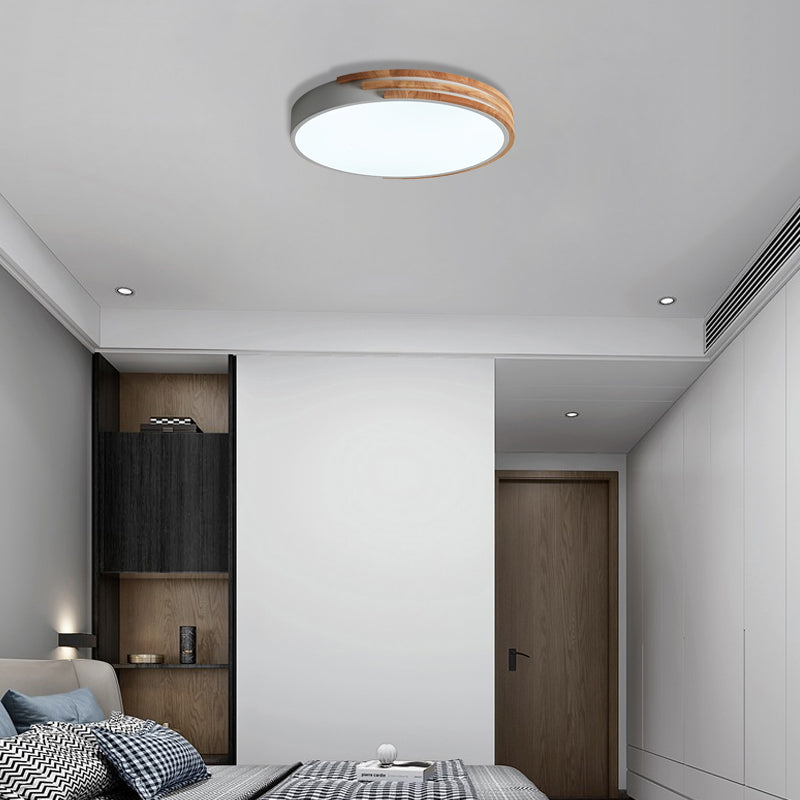 Nordic Style Round Ceiling Fixture Wood and Acrylic Unique Ceiling Lights Flush Mount in Grey/White/Green White Clearhalo 'Ceiling Lights' 'Close To Ceiling Lights' 'Close to ceiling' 'Flush mount' Lighting' 370699