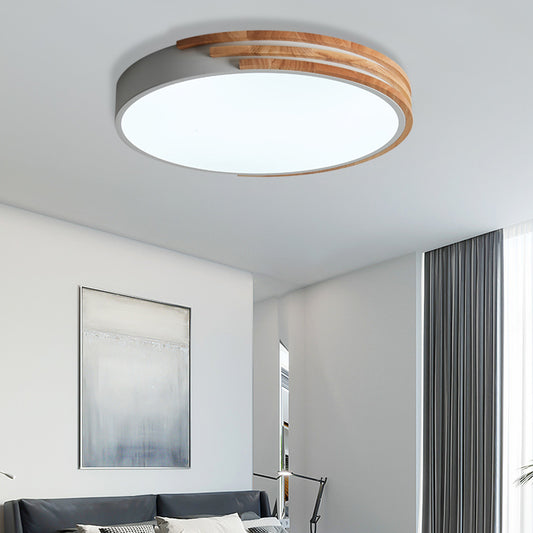 Nordic Style Round Ceiling Fixture Wood and Acrylic Unique Ceiling Lights Flush Mount in Grey/White/Green Clearhalo 'Ceiling Lights' 'Close To Ceiling Lights' 'Close to ceiling' 'Flush mount' Lighting' 370700