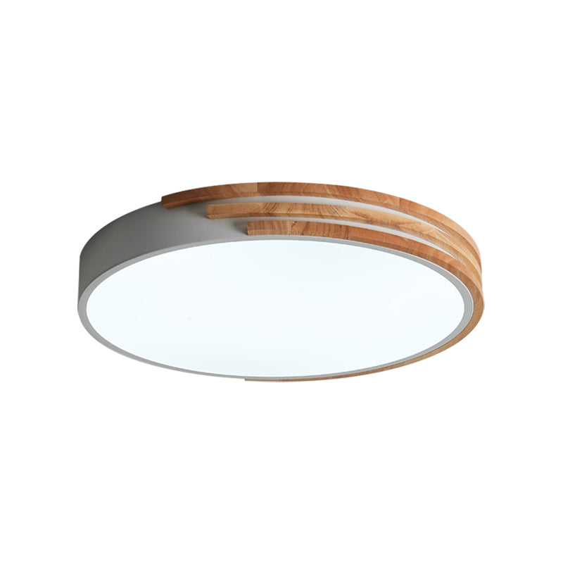 Nordic Style Round Ceiling Fixture Wood and Acrylic Unique Ceiling Lights Flush Mount in Grey/White/Green Clearhalo 'Ceiling Lights' 'Close To Ceiling Lights' 'Close to ceiling' 'Flush mount' Lighting' 370701