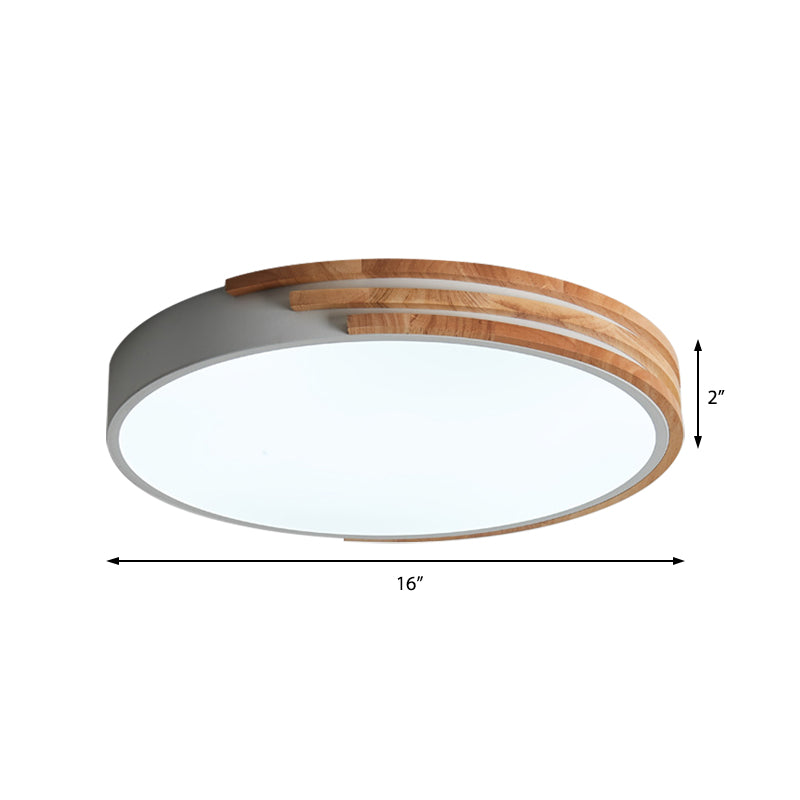 Nordic Style Round Ceiling Fixture Wood and Acrylic Unique Ceiling Lights Flush Mount in Grey/White/Green Clearhalo 'Ceiling Lights' 'Close To Ceiling Lights' 'Close to ceiling' 'Flush mount' Lighting' 370702