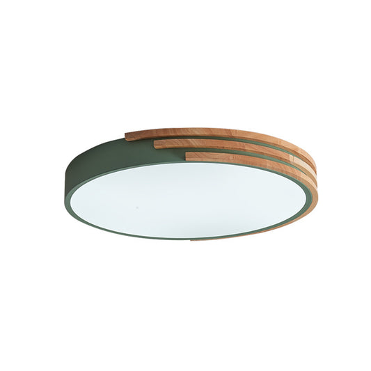 Nordic Style Round Ceiling Fixture Wood and Acrylic Unique Ceiling Lights Flush Mount in Grey/White/Green Clearhalo 'Ceiling Lights' 'Close To Ceiling Lights' 'Close to ceiling' 'Flush mount' Lighting' 370705
