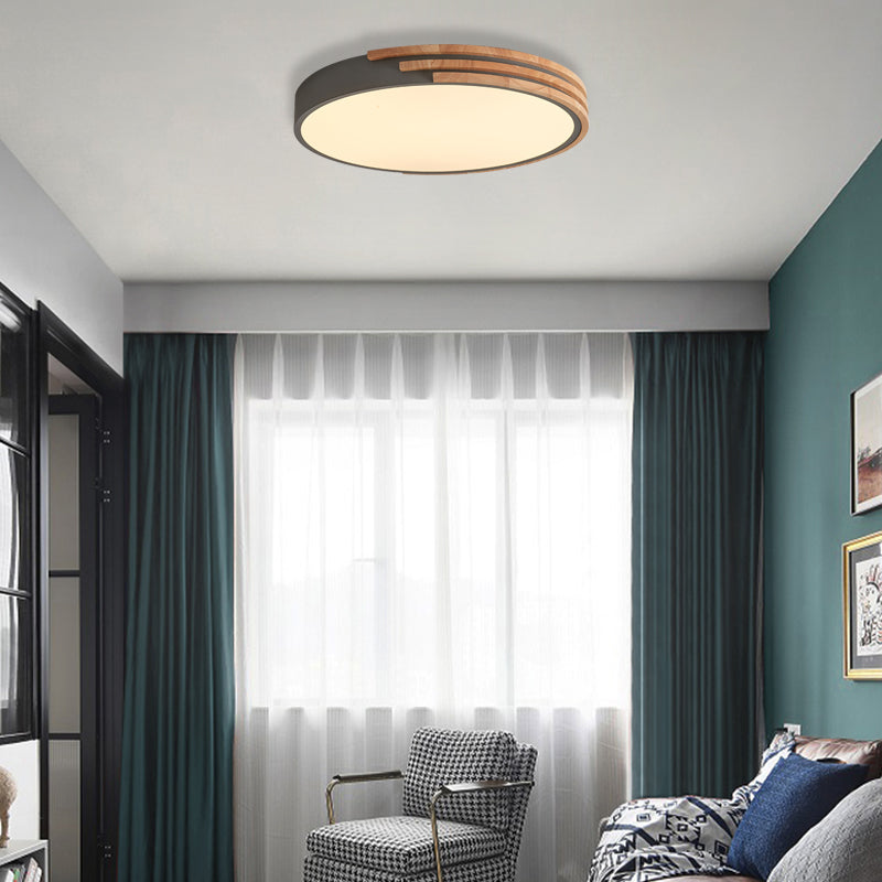Nordic Style Round Ceiling Fixture Wood and Acrylic Unique Ceiling Lights Flush Mount in Grey/White/Green Clearhalo 'Ceiling Lights' 'Close To Ceiling Lights' 'Close to ceiling' 'Flush mount' Lighting' 370707