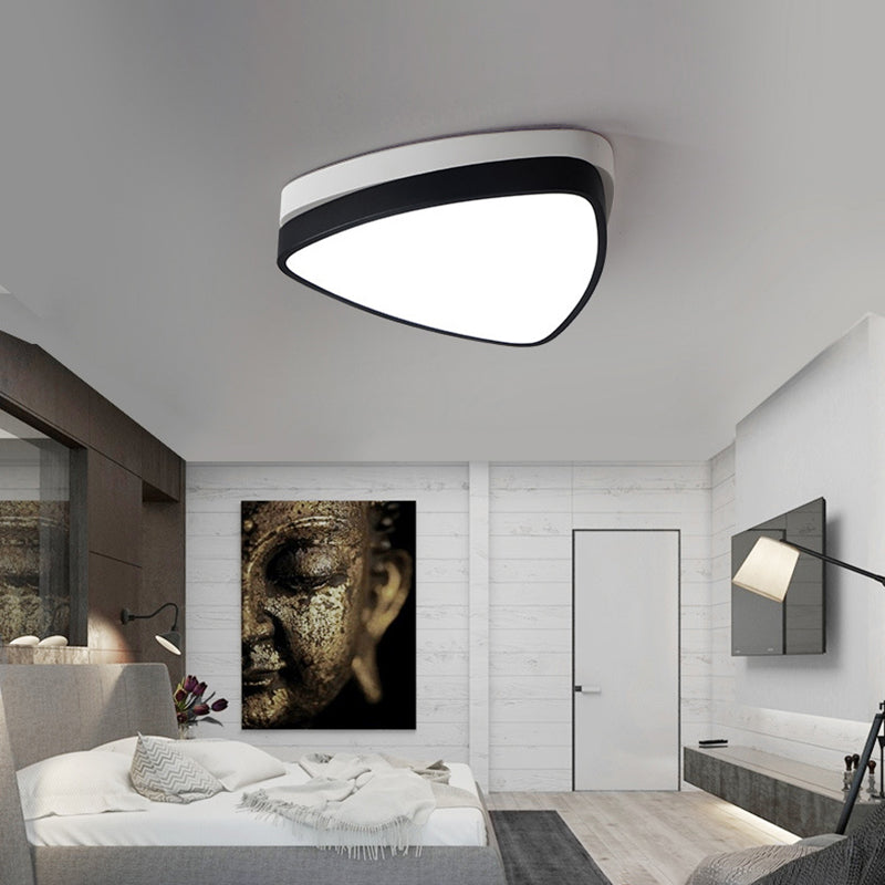 15"/19"23" Triangle Bedroom Ceiling Lights, Modern Iron and Acrylic Ceiling Fixture in White and Black, Warm/White Clearhalo 'Ceiling Lights' 'Close To Ceiling Lights' 'Close to ceiling' 'Flush mount' Lighting' 370734