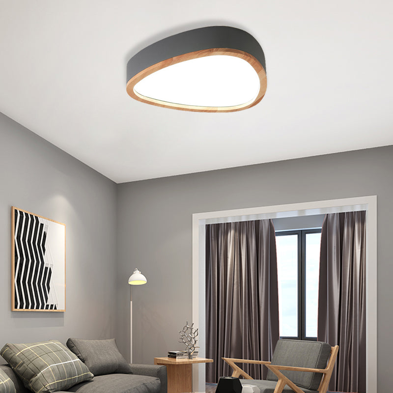 Grey/White/Green Drop Flush Mount Ceiling Light Modern Iron and Wood Unique Ceiling Light in Warm/White Grey Clearhalo 'Ceiling Lights' 'Close To Ceiling Lights' 'Close to ceiling' 'Flush mount' Lighting' 370739