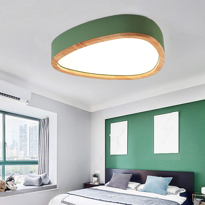 Grey/White/Green Drop Flush Mount Ceiling Light Modern Iron and Wood Unique Ceiling Light in Warm/White Green Clearhalo 'Ceiling Lights' 'Close To Ceiling Lights' 'Close to ceiling' 'Flush mount' Lighting' 370743