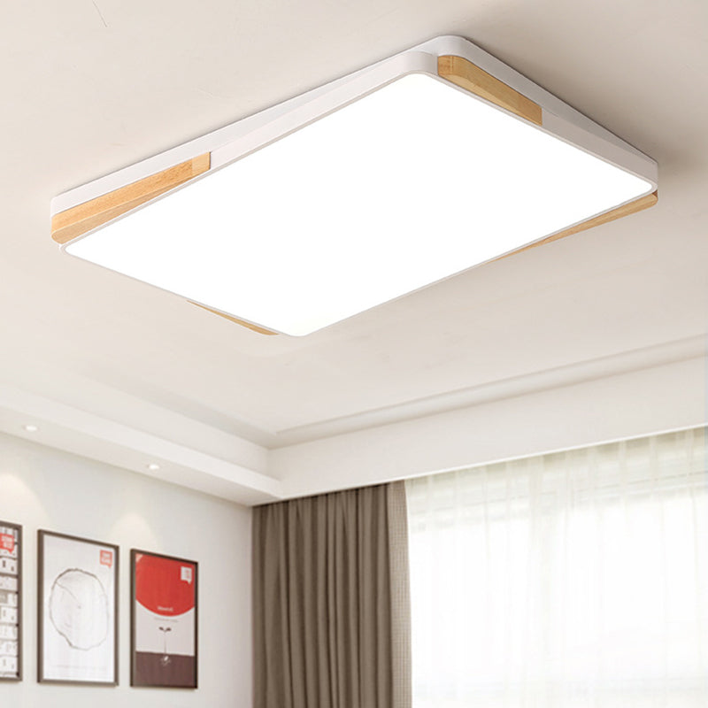 16"/19.5"/35.5" Acrylic Lighting Fixture Contemporary Rectangular Ceiling Lights Flush Mount in Black/White for Living Room White 35.5" Clearhalo 'Ceiling Lights' 'Close To Ceiling Lights' 'Close to ceiling' 'Flush mount' Lighting' 370777