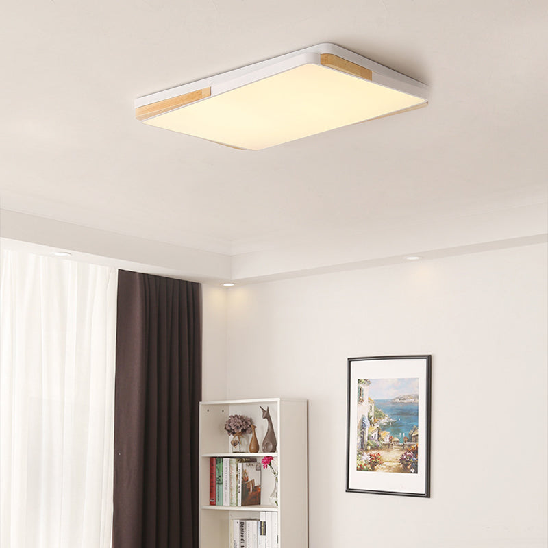 16"/19.5"/35.5" Acrylic Lighting Fixture Contemporary Rectangular Ceiling Lights Flush Mount in Black/White for Living Room Clearhalo 'Ceiling Lights' 'Close To Ceiling Lights' 'Close to ceiling' 'Flush mount' Lighting' 370778
