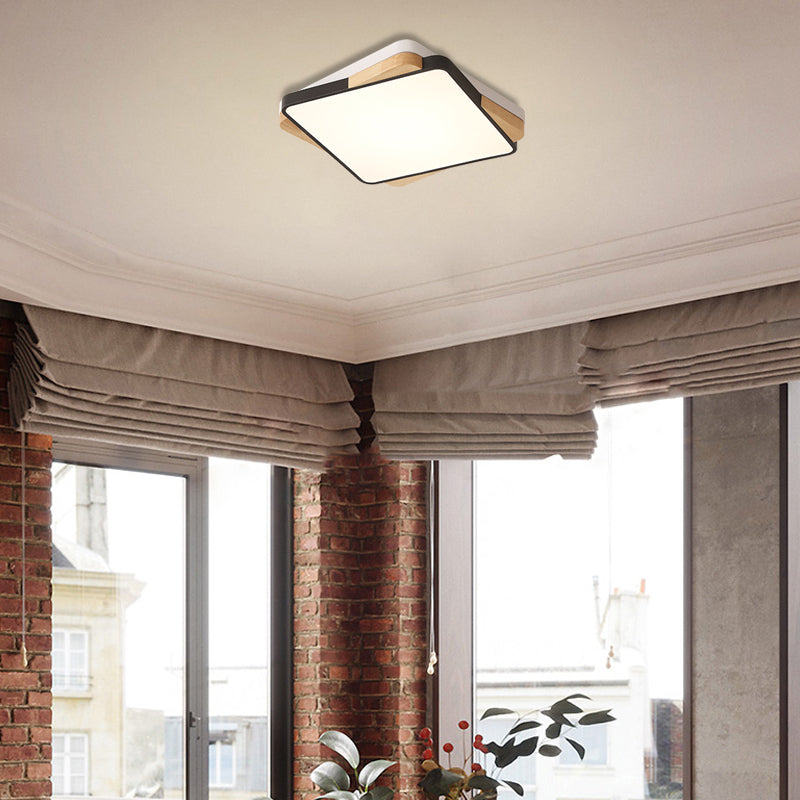 16"/19.5"/35.5" Acrylic Lighting Fixture Contemporary Rectangular Ceiling Lights Flush Mount in Black/White for Living Room Clearhalo 'Ceiling Lights' 'Close To Ceiling Lights' 'Close to ceiling' 'Flush mount' Lighting' 370782