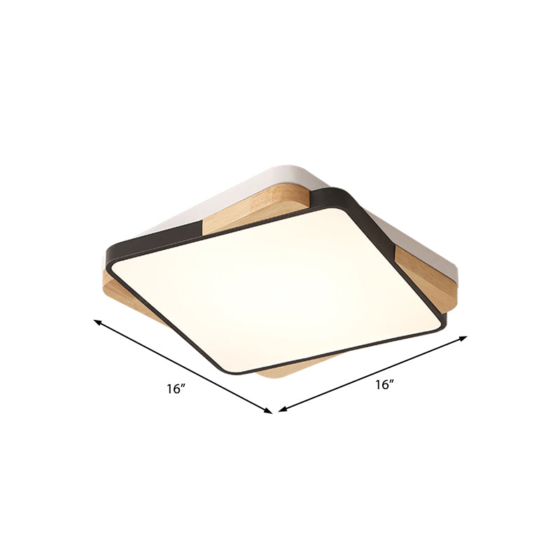 16"/19.5"/35.5" Acrylic Lighting Fixture Contemporary Rectangular Ceiling Lights Flush Mount in Black/White for Living Room Clearhalo 'Ceiling Lights' 'Close To Ceiling Lights' 'Close to ceiling' 'Flush mount' Lighting' 370784