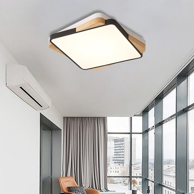 16"/19.5"/35.5" Acrylic Lighting Fixture Contemporary Rectangular Ceiling Lights Flush Mount in Black/White for Living Room Black 19.5" Clearhalo 'Ceiling Lights' 'Close To Ceiling Lights' 'Close to ceiling' 'Flush mount' Lighting' 370785