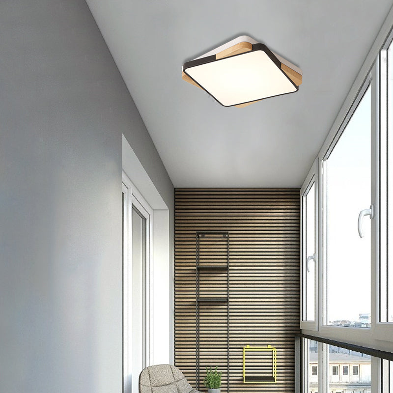 16"/19.5"/35.5" Acrylic Lighting Fixture Contemporary Rectangular Ceiling Lights Flush Mount in Black/White for Living Room Clearhalo 'Ceiling Lights' 'Close To Ceiling Lights' 'Close to ceiling' 'Flush mount' Lighting' 370786