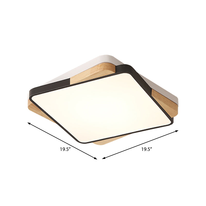 16"/19.5"/35.5" Acrylic Lighting Fixture Contemporary Rectangular Ceiling Lights Flush Mount in Black/White for Living Room Clearhalo 'Ceiling Lights' 'Close To Ceiling Lights' 'Close to ceiling' 'Flush mount' Lighting' 370788