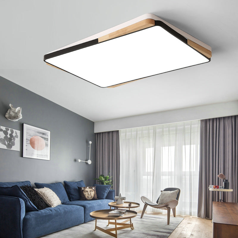 16"/19.5"/35.5" Acrylic Lighting Fixture Contemporary Rectangular Ceiling Lights Flush Mount in Black/White for Living Room Black 35.5" Clearhalo 'Ceiling Lights' 'Close To Ceiling Lights' 'Close to ceiling' 'Flush mount' Lighting' 370789