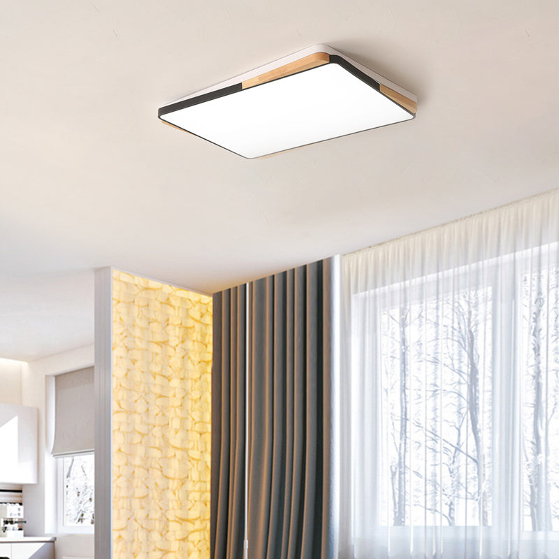 16"/19.5"/35.5" Acrylic Lighting Fixture Contemporary Rectangular Ceiling Lights Flush Mount in Black/White for Living Room Clearhalo 'Ceiling Lights' 'Close To Ceiling Lights' 'Close to ceiling' 'Flush mount' Lighting' 370790