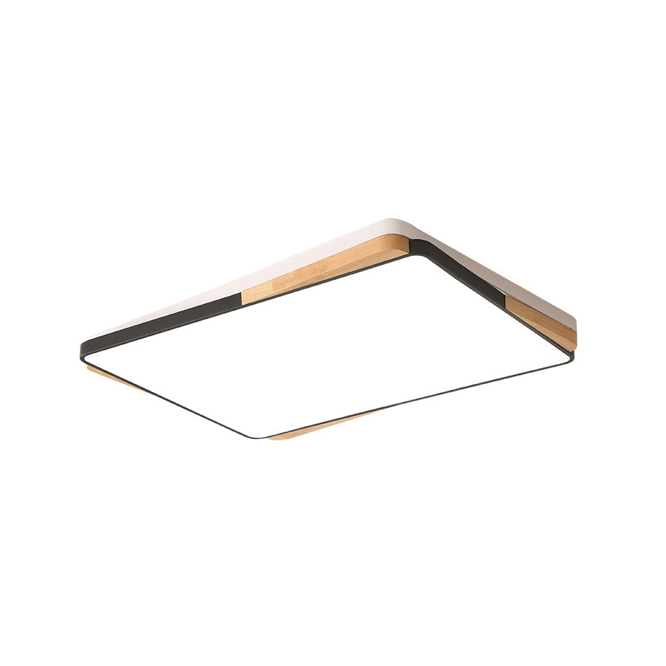16"/19.5"/35.5" Acrylic Lighting Fixture Contemporary Rectangular Ceiling Lights Flush Mount in Black/White for Living Room Clearhalo 'Ceiling Lights' 'Close To Ceiling Lights' 'Close to ceiling' 'Flush mount' Lighting' 370791
