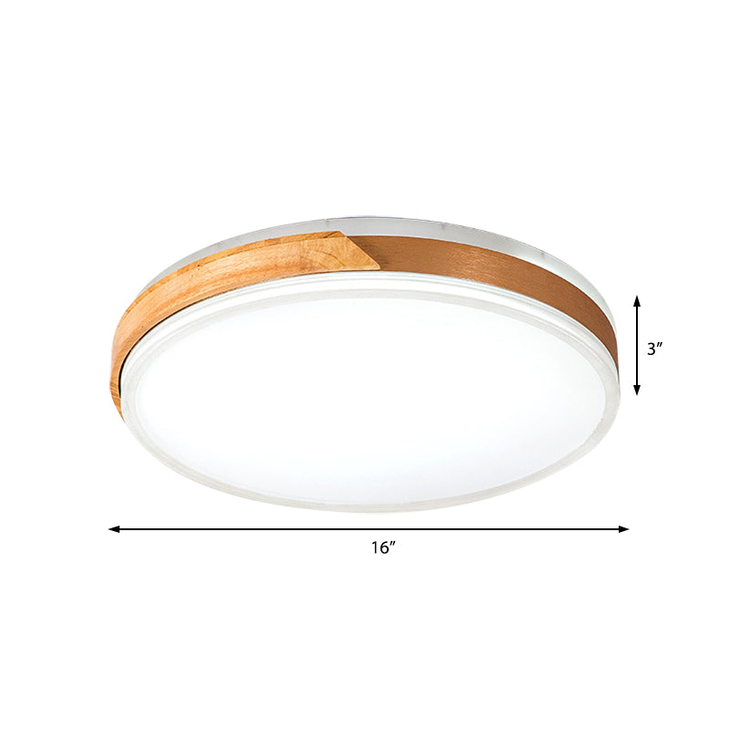 Warm/White Ceiling Light Flush Mount Modern Wood and Iron Flush Mount Light Fixture in White/Gold for Indoor Clearhalo 'Ceiling Lights' 'Close To Ceiling Lights' 'Close to ceiling' 'Flush mount' Lighting' 370826