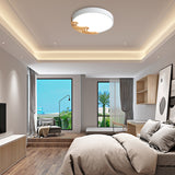Thin Round Acrylic Flushmount Nordic White/Grey/Green LED Ceiling Lighting with Wavy Wood Pattern, White Light/Remote Control Stepless Dimming White Clearhalo 'Ceiling Lights' 'Close To Ceiling Lights' 'Close to ceiling' 'Flush mount' Lighting' 370935