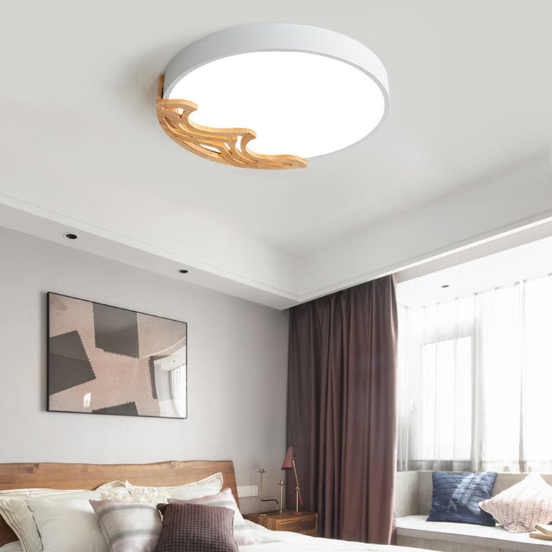 Thin Round Acrylic Flushmount Nordic White/Grey/Green LED Ceiling Lighting with Wavy Wood Pattern, White Light/Remote Control Stepless Dimming Clearhalo 'Ceiling Lights' 'Close To Ceiling Lights' 'Close to ceiling' 'Flush mount' Lighting' 370936