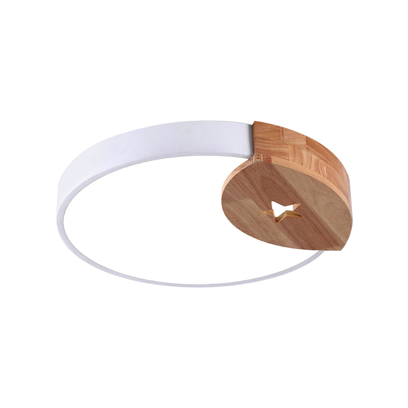 White Round Thin Ceiling Fixture Simple Acrylic 9"/12"/20" Wide LED Flush Mounted Lamp with Wood Guard, Warm/White Light Clearhalo 'Ceiling Lights' 'Close To Ceiling Lights' 'Close to ceiling' 'Flush mount' Lighting' 370947