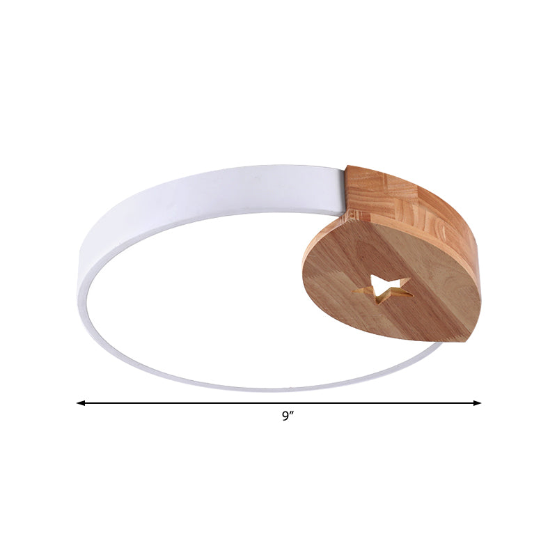 White Round Thin Ceiling Fixture Simple Acrylic 9"/12"/20" Wide LED Flush Mounted Lamp with Wood Guard, Warm/White Light Clearhalo 'Ceiling Lights' 'Close To Ceiling Lights' 'Close to ceiling' 'Flush mount' Lighting' 370948