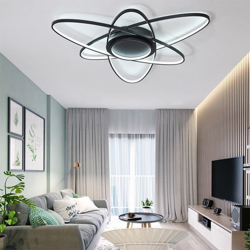 25.5"/31.5"/39" Creative Ceiling Lights Modern Acrylic and Metal Ceiling Light Fixture with Warm/White Lighting Black White Clearhalo 'Ceiling Lights' 'Close To Ceiling Lights' 'Close to ceiling' 'Flush mount' Lighting' 370979