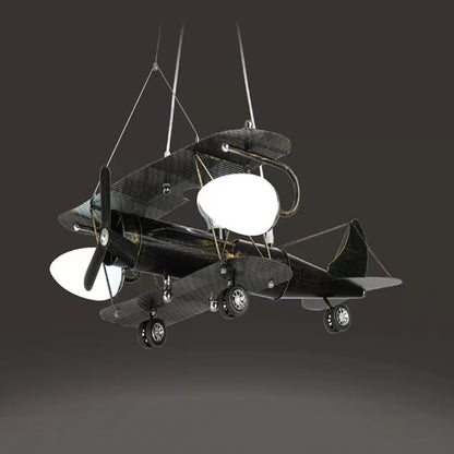 Glider Kindergarten Suspension Light Metal Vintage Style Chandelier in Antique Brass 3 Black Clearhalo 'Ceiling Lights' 'Chandeliers' Lighting' options 37097_ef76929e-7f65-4c76-8c7d-fe3bbe2efc6b