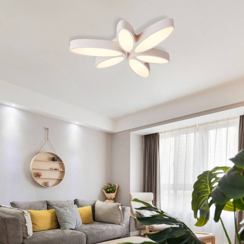 27"/33.5" Floral Flush Mount Contemporary Acrylic 6 Light Flush Light in Warm/White for Hallway White 27" Clearhalo 'Ceiling Lights' 'Close To Ceiling Lights' 'Close to ceiling' 'Flush mount' Lighting' 370989