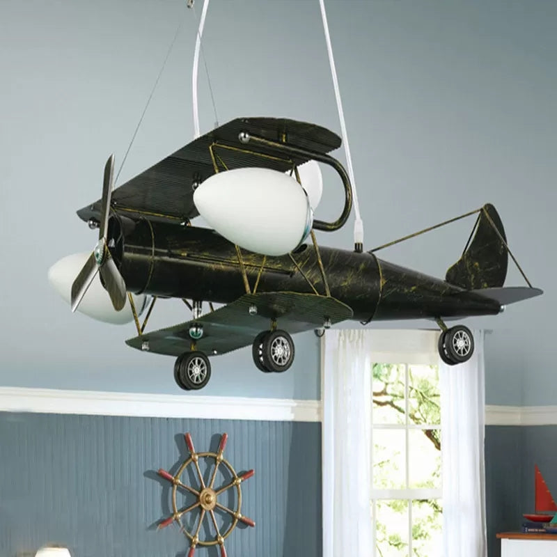 Glider Kindergarten Suspension Light Metal Vintage Style Chandelier in Antique Brass Clearhalo 'Ceiling Lights' 'Chandeliers' Lighting' options 37099