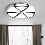 White/White and Black Round Ceiling Light for Kitchen, Metal 16"/19.5" Ceiling Lights Flush Mount White-Black 19.5" Clearhalo 'Ceiling Lights' 'Close To Ceiling Lights' 'Close to ceiling' 'Flush mount' Lighting' 371000