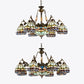 Stained Glass Bowl-Shaped Pendant Light Fixture Baroque 9/11 Lights Blue Hanging Chandelier for Bedroom Clearhalo 'Ceiling Lights' 'Chandeliers' 'Industrial' 'Middle Century Chandeliers' 'Tiffany Chandeliers' 'Tiffany close to ceiling' 'Tiffany' Lighting' 37143