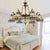 Stained Glass Bowl-Shaped Pendant Light Fixture Baroque 9/11 Lights Blue Hanging Chandelier for Bedroom 9 Blue Clearhalo 'Ceiling Lights' 'Chandeliers' 'Industrial' 'Middle Century Chandeliers' 'Tiffany Chandeliers' 'Tiffany close to ceiling' 'Tiffany' Lighting' 37146