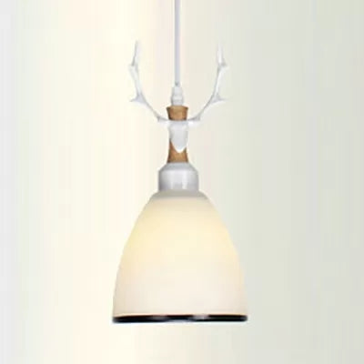Cloth Shop Antlers Pendant Lamp Opal Glass 1 Bulb Rustic Style Suspension Light Clearhalo 'Ceiling Lights' 'Glass shade' 'Glass' 'Pendant Lights' 'Pendants' Lighting' 37204