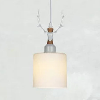 Cloth Shop Antlers Pendant Lamp Opal Glass 1 Bulb Rustic Style Suspension Light Clearhalo 'Ceiling Lights' 'Glass shade' 'Glass' 'Pendant Lights' 'Pendants' Lighting' 37207
