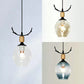 Modern Deer Horn Pendant Lamp 1 Head Open Glass Ceiling Pendant for Living Room Clearhalo 'Ceiling Lights' 'Glass shade' 'Glass' 'Pendant Lights' 'Pendants' Lighting' 37242