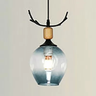 Modern Deer Horn Pendant Lamp 1 Head Open Glass Ceiling Pendant for Living Room Clearhalo 'Ceiling Lights' 'Glass shade' 'Glass' 'Pendant Lights' 'Pendants' Lighting' 37247