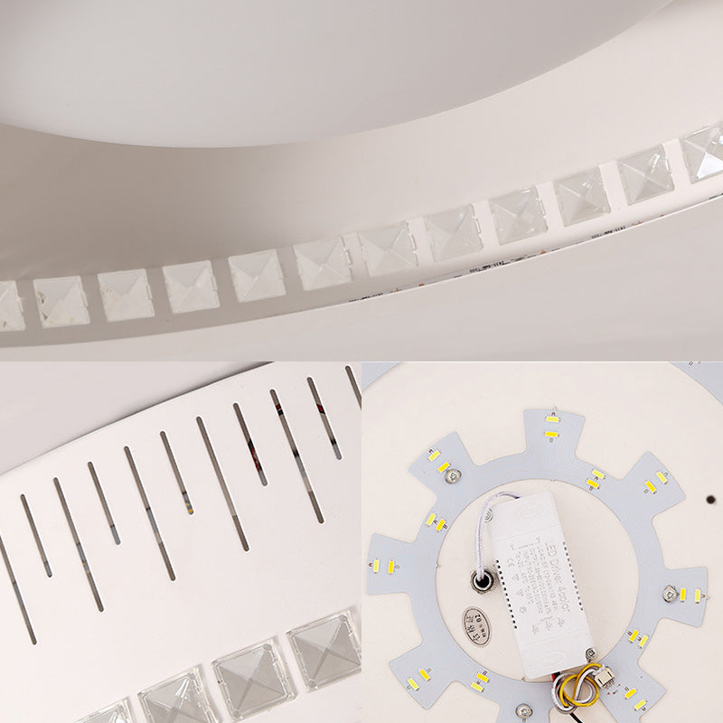 Modern Unique Round Ceiling lights Flush Mount 1 Light Flush Mount Ceiling Lights in White for Bedroom Clearhalo 'Ceiling Lights' 'Close To Ceiling Lights' 'Close to ceiling' 'Flush mount' Lighting' 372757