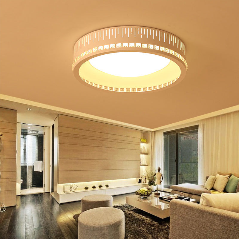 Modern Unique Round Ceiling lights Flush Mount 1 Light Flush Mount Ceiling Lights in White for Bedroom White Remote Control Stepless Dimming Clearhalo 'Ceiling Lights' 'Close To Ceiling Lights' 'Close to ceiling' 'Flush mount' Lighting' 372758