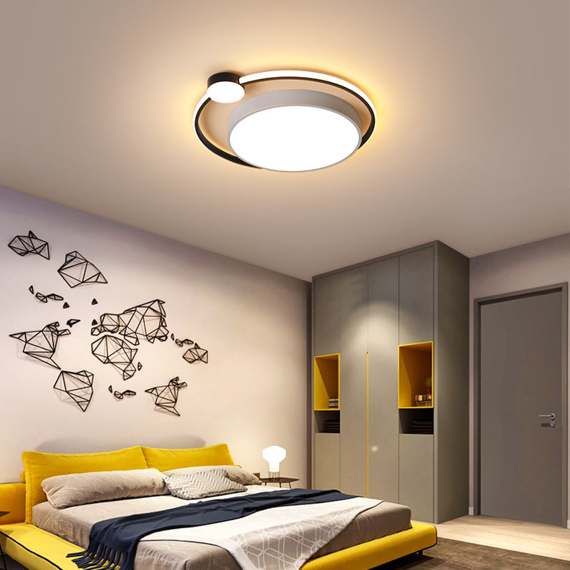 16"/19.5" Ring Flushmount Ceiling Fixture Modern Acrylic 1 Light Flushmount Lighting in White/White with Black White 16" Clearhalo 'Ceiling Lights' 'Close To Ceiling Lights' 'Close to ceiling' 'Flush mount' Lighting' 373073