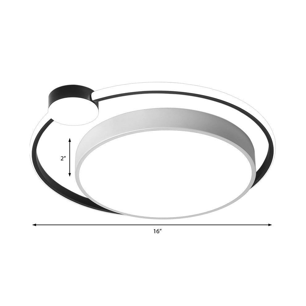 16"/19.5" Ring Flushmount Ceiling Fixture Modern Acrylic 1 Light Flushmount Lighting in White/White with Black Clearhalo 'Ceiling Lights' 'Close To Ceiling Lights' 'Close to ceiling' 'Flush mount' Lighting' 373076