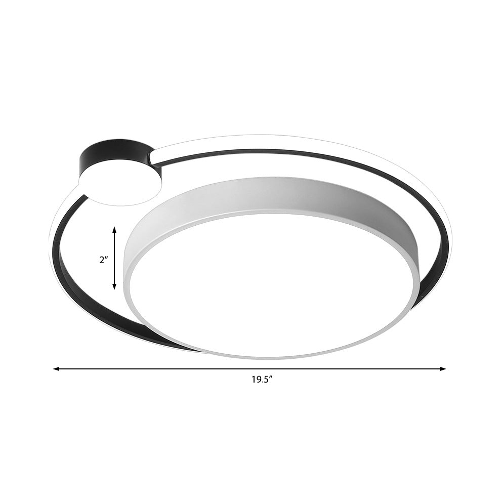 16"/19.5" Ring Flushmount Ceiling Fixture Modern Acrylic 1 Light Flushmount Lighting in White/White with Black Clearhalo 'Ceiling Lights' 'Close To Ceiling Lights' 'Close to ceiling' 'Flush mount' Lighting' 373079