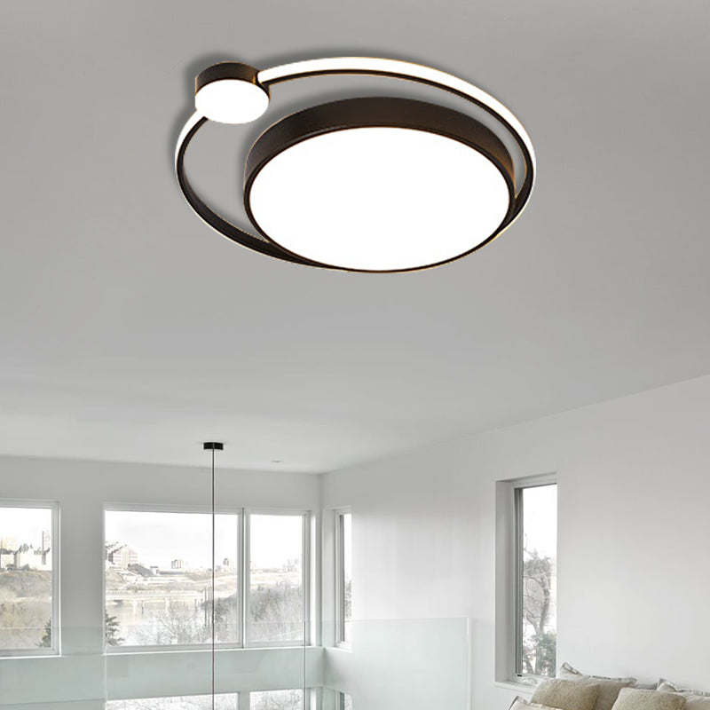 16"/19.5" Ring Flushmount Ceiling Fixture Modern Acrylic 1 Light Flushmount Lighting in White/White with Black White-Black 19.5" Clearhalo 'Ceiling Lights' 'Close To Ceiling Lights' 'Close to ceiling' 'Flush mount' Lighting' 373084
