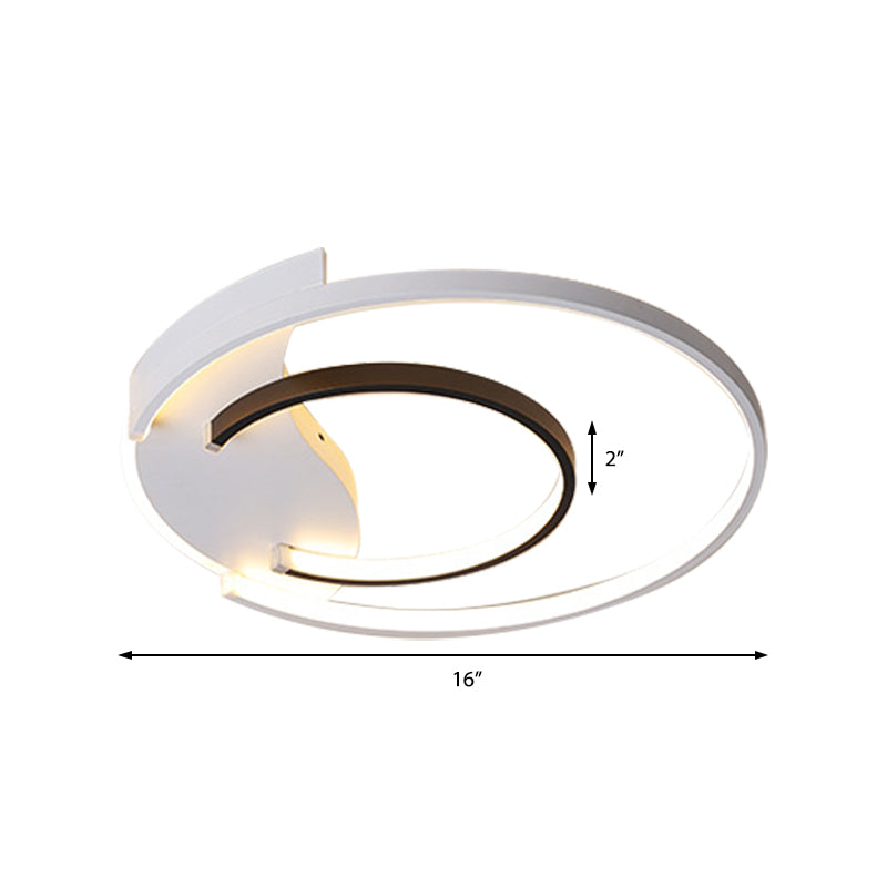 16"/19.5" Double Ring Flushmount Lighting Modern White Unique Ceiling Lights, Warm/White/Stepless Adjusted Clearhalo 'Ceiling Lights' 'Close To Ceiling Lights' 'Close to ceiling' 'Flush mount' Lighting' 373187