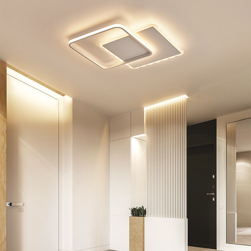 Round/Square LED Flush Mount Ceiling Light Modern Acrylic Overlapping Ceiling Lights in White Bronze White Square Clearhalo 'Ceiling Lights' 'Close To Ceiling Lights' 'Close to ceiling' 'Flush mount' Lighting' 373856