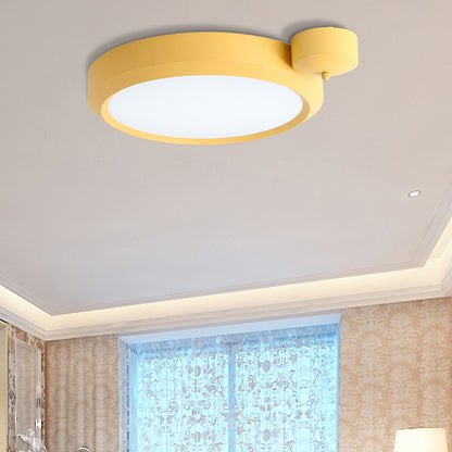 Blue/Red/Yellow Round Flushmount Lighting Metal Integrated Led Nordic Ceiling Flush Light in Second Gear, 20.5"/25" W Yellow Clearhalo 'Ceiling Lights' 'Close To Ceiling Lights' 'Close to ceiling' 'Flush mount' Lighting' 375029