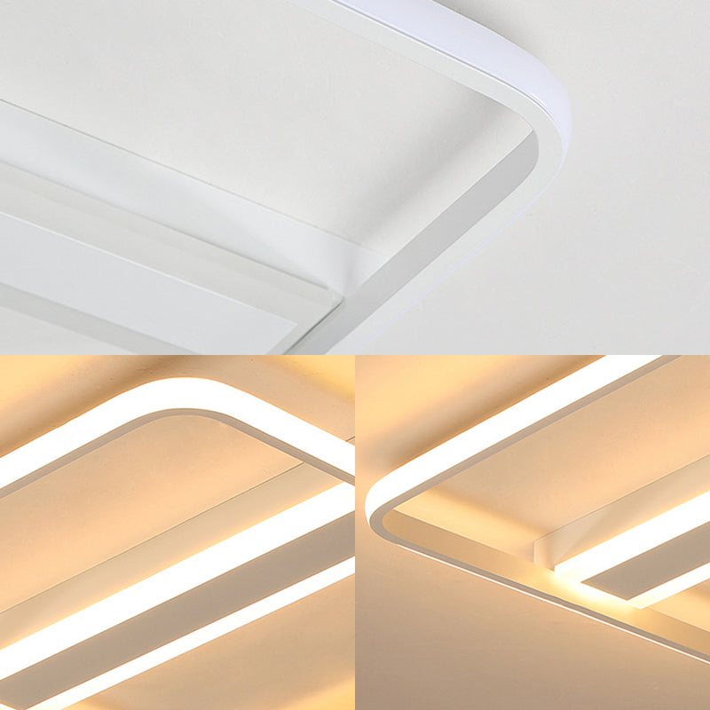 16"/19.5"/23.5" Wide Squared Flushmount Warm/White Light Minimalist Metal Led Flush Ceiling Light with Linear Canopy Clearhalo 'Ceiling Lights' 'Close To Ceiling Lights' 'Close to ceiling' 'Flush mount' Lighting' 376910