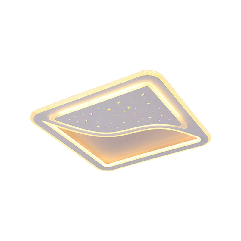 19"/35.5" W White Super Thin Flush Mount Light Contemporary Metallic Led Indoor Flush Light in Warm/White Clearhalo 'Ceiling Lights' 'Close To Ceiling Lights' 'Close to ceiling' 'Flush mount' Lighting' 376954