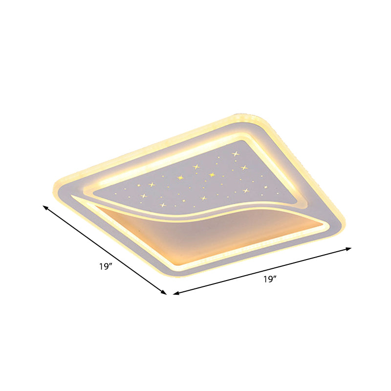 19"/35.5" W White Super Thin Flush Mount Light Contemporary Metallic Led Indoor Flush Light in Warm/White Clearhalo 'Ceiling Lights' 'Close To Ceiling Lights' 'Close to ceiling' 'Flush mount' Lighting' 376955