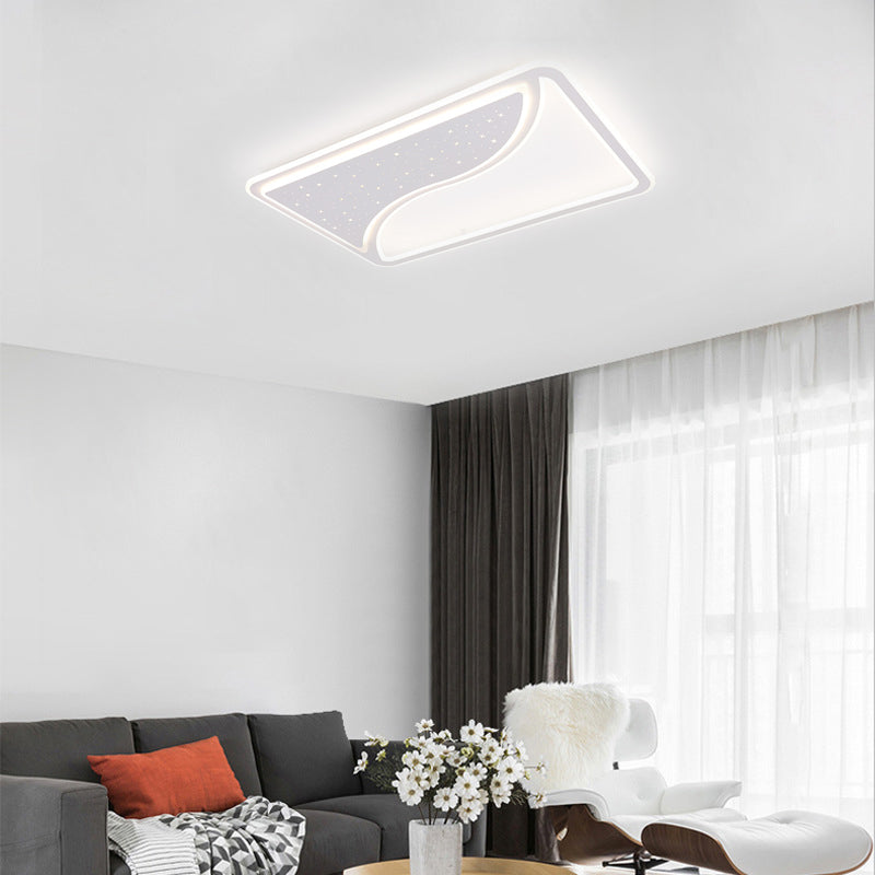 19"/35.5" W White Super Thin Flush Mount Light Contemporary Metallic Led Indoor Flush Light in Warm/White Clearhalo 'Ceiling Lights' 'Close To Ceiling Lights' 'Close to ceiling' 'Flush mount' Lighting' 376957