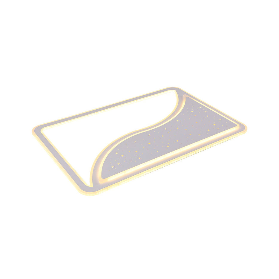 19"/35.5" W White Super Thin Flush Mount Light Contemporary Metallic Led Indoor Flush Light in Warm/White Clearhalo 'Ceiling Lights' 'Close To Ceiling Lights' 'Close to ceiling' 'Flush mount' Lighting' 376958