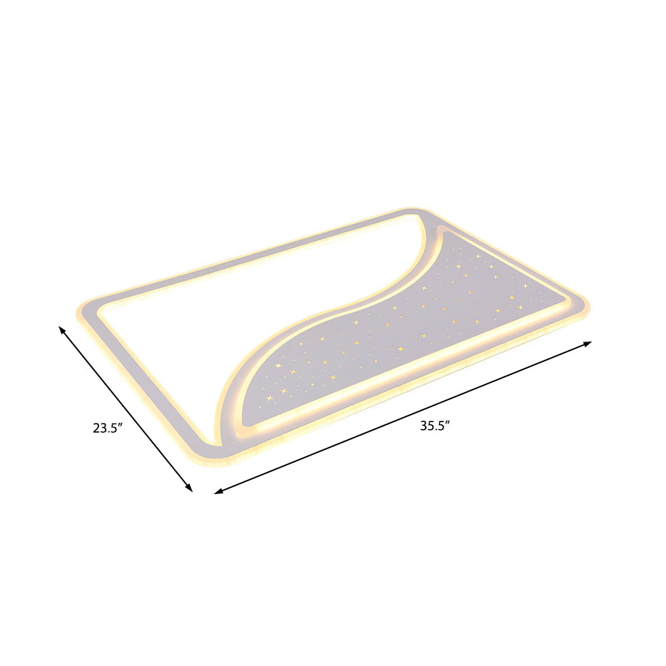 19"/35.5" W White Super Thin Flush Mount Light Contemporary Metallic Led Indoor Flush Light in Warm/White Clearhalo 'Ceiling Lights' 'Close To Ceiling Lights' 'Close to ceiling' 'Flush mount' Lighting' 376959